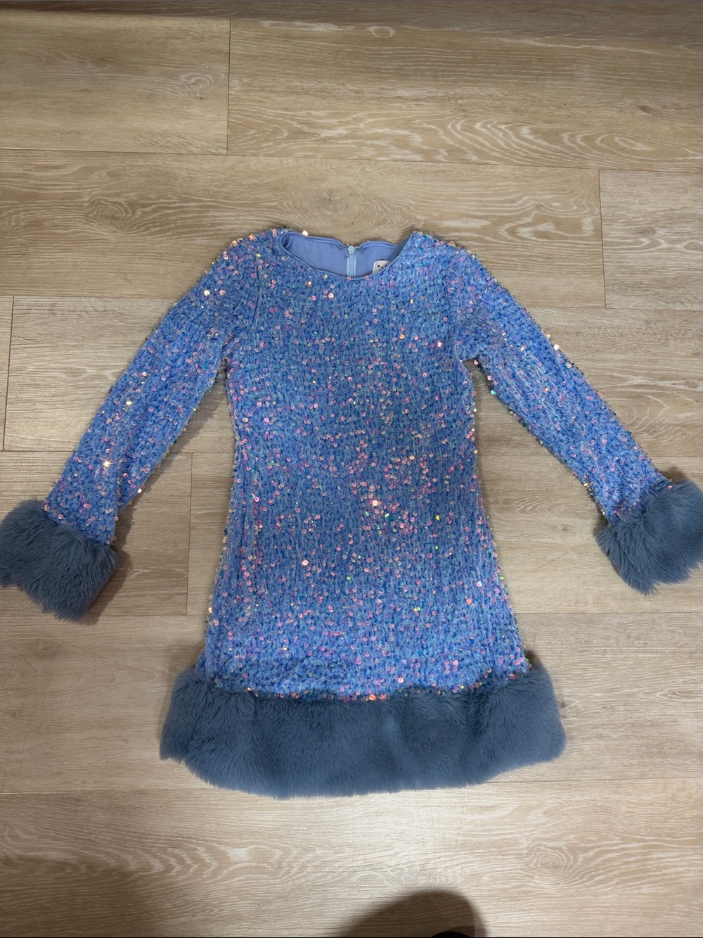 Lola + The Boys Sequin Fur Trimmed Dress